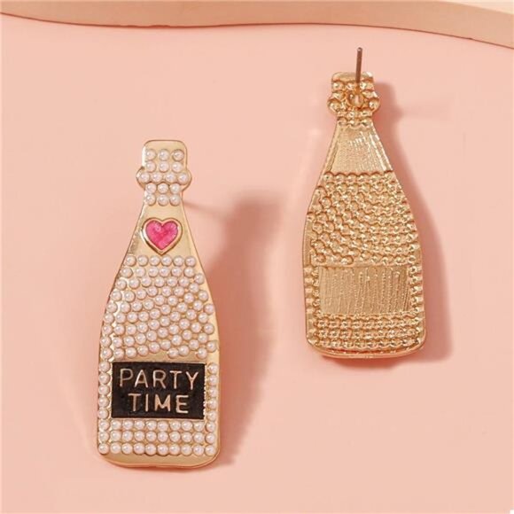 Champagne Bottle Pearl Earrings - Picture 7 of 7